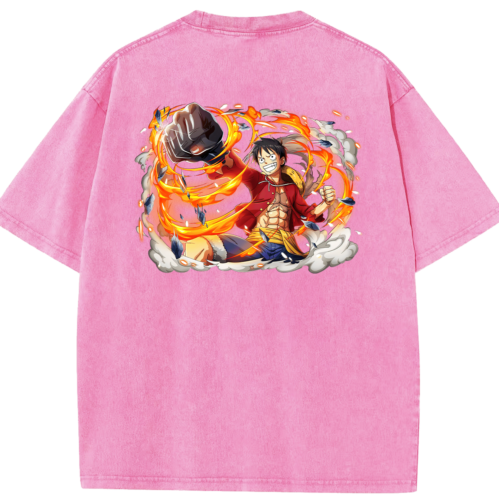 ワンピース モンキー・D・ルフィ ONE PIECE Monkey D. Luffy 綿100% ヴィンテージ風 半袖Tシャツ（背面プリント）